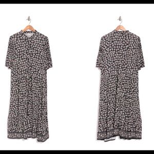 Printed Jersey Button Front MIDI Dress